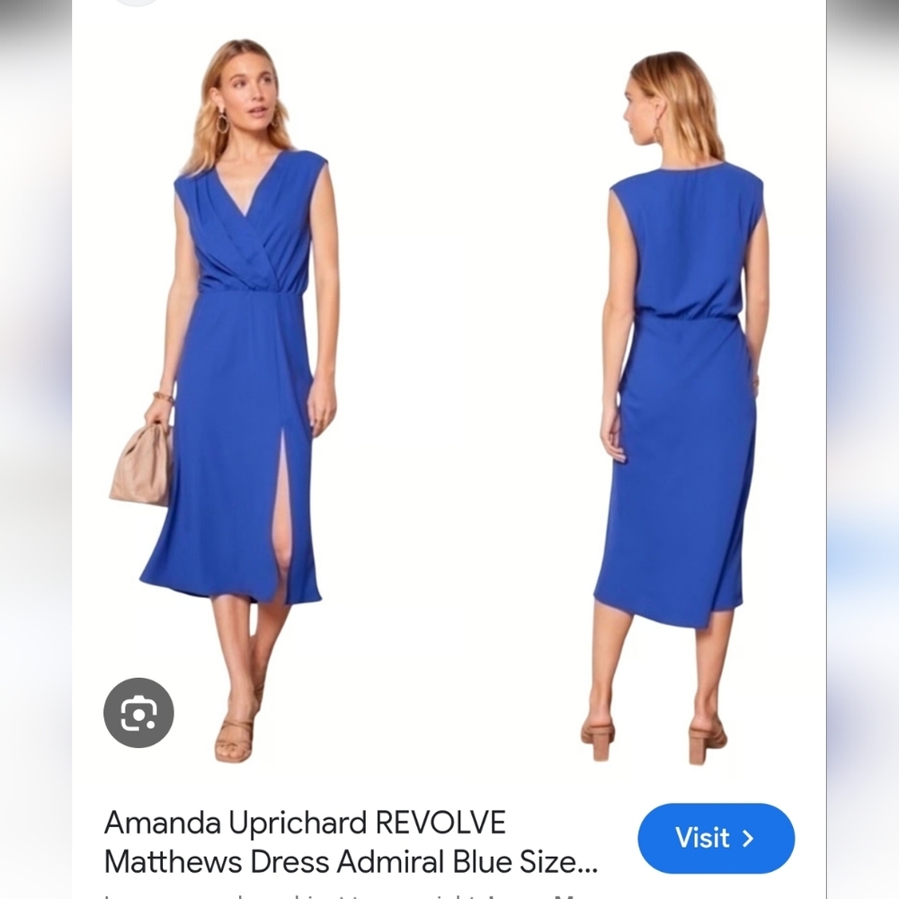 NWOT Amanda Uprichard Cobalt Blue Midi Dress P2P 16"